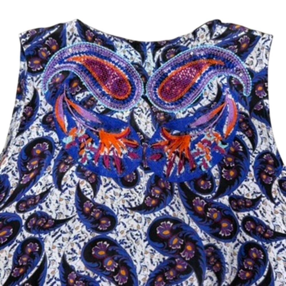 Taj by Sabrina Crippa Boho Chic Tassel-trim Paisley Mini Dress Small - Picture 4 of 7